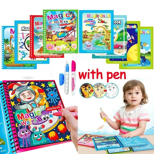 Magical Books with Pen Water Drawing - Reusable Coloring Magic book