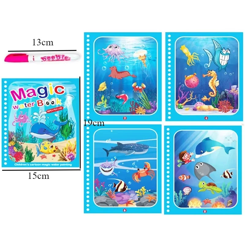 Magical Books with Pen Water Drawing - Reusable Coloring Magic book