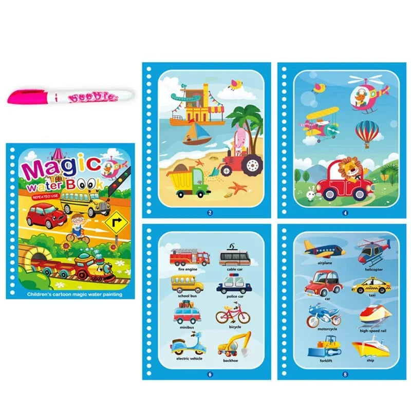 Children Early Education Toys Magical Book with Pen Water Drawing  Toys Gift Reusable Coloring Book Magic Drawing Book