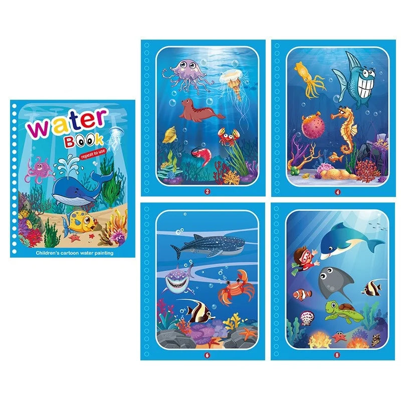 Children Early Education Toys Magical Book with Pen Water Drawing  Toys Gift Reusable Coloring Book Magic Drawing Book